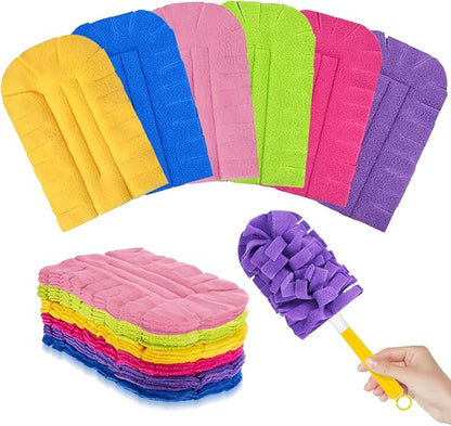 12 PCS Fleece Reusable Duster Refills for Swiffer, Washable Heavy Duty Duster Pads, 360 Cleaning Pads for Fan, Window, Furniture, Floor(Include 1 Handle)