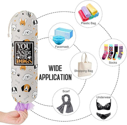 Funny You Me & The Dogs, Grocery Bags Holder Organizer For Shopping Bags, Wall Mount Plastic Bags Storage Container Dispensers, Gift For The Preferred Family And Friends