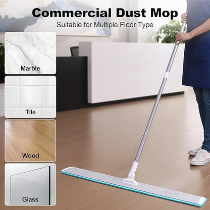 JOYMOOP 36 Inch Commercial Dust Mop for Hardwood Floors, Heavy Duty Industrial Wet Dry Mops with Telescopic Handle, Includes 5 Microfiber Mop Pads