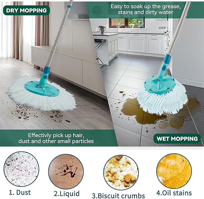 4 Pack Spin Mop Heads Replacement Compatible with Leifheit Clean Twist,Microfiber Head Mops for Leifheit Clean Twist Mop Systems,Dry Wet Clean All Hard-surfaced Floors Machine Washable