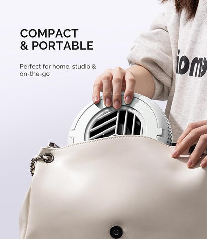 MelodySusie PocketSized Nail Dust Collector with Lightweight Design,HProA 6000RPM Ultra-Small Nail Vacuum Fan with 3 Suction Modes and 30 Disposable Filter Papers for Beginner & Daily Nail Care,White