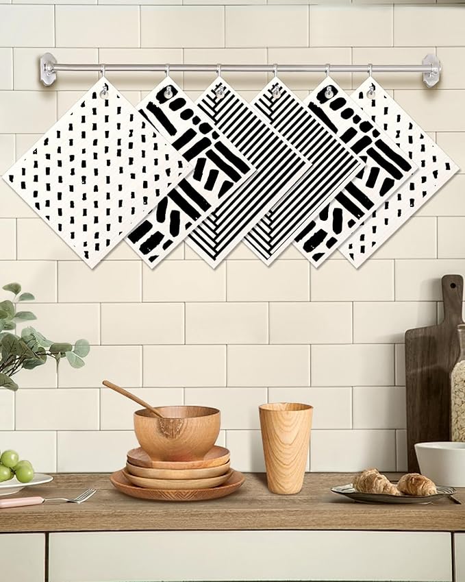Miss Adola 6 Pack Swedish Dishcloths for Kitchen - Reusable Dish Cloths for Washing Dishes Absorbent Cute Funny Kitchen Towels Cleaning Sponge, Line Drawing