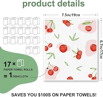 Swedish Dishcloths for Kitchen, 6 Pack, Reusable Paper Towels Washable, Super Absorbent Dish Drying Rags, Fast Dry Non-Scratch Cloths for Washing Dishes, Biodegradable
