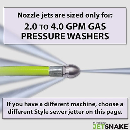 50 FT SEWER JETTER - Flexible Steel Braid - Complete and Ready to Use - For Your Gas Pressure Washer