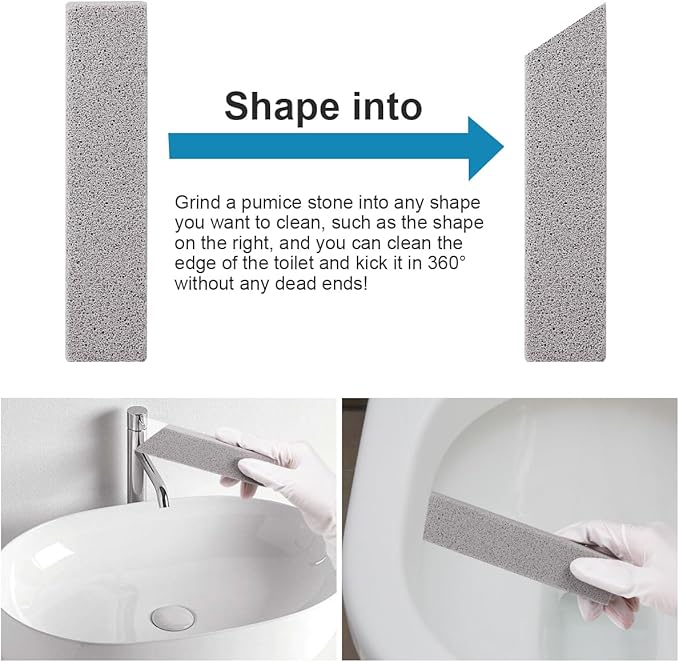 Herda 6 Pack Pumice Stone Toilet Bowl Cleaner, Powerfully Pumice Stick for Toilet Cleaning Hard Water Rings, Calcium Buildup, for Cleaning Stove, Tubs, Grills, Swimming Pools, Sinks（Without gloves）