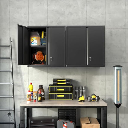 Garage Wall Cabinets,Metal Wall Cabinet for Garage with Locking Doors,Locking Storage Cabinet with Shelf,Wall Mount Cabinet for Home Office,Utility Room,Black