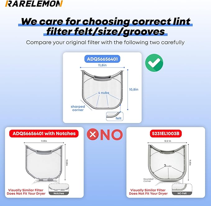 ADQ56656401 Dryer Lint Filter Replacement for LG Dryers – Compatible with DLE3400W, DLE3170W, DLEX3250W, DLEX3370W, DLGX3371V DLEX3875V, DLEX3875W, DLG3051W, DLG3171W