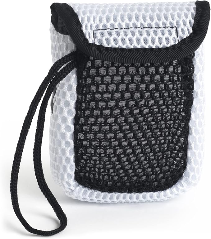 MainBasics Exfoliating Bar Soap Pouch Dual-Sided Body Scrubber - Fits Standard Size Soap Bars, White