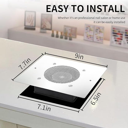 BLUETOP Nail Dust Collector Nail Vacuum Cleaner Table Embedded Dust Extractor Vacuum Professional Built in Desktop Nail Dust Collector Quiet Nail Fan Low Noise for Nail Salon Home