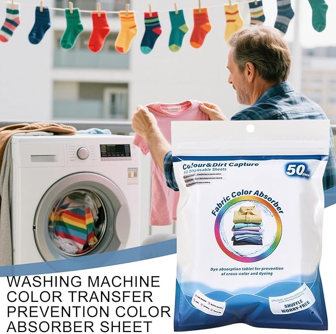 Color Catchers for Laundry, 50 Pack Sheets, Textile Protection Pads with Secure Guard, Dye Absorber with Portable Design, 50 pieces Household Utility, Washing Accessory for Travel Dorm Quilt Garment