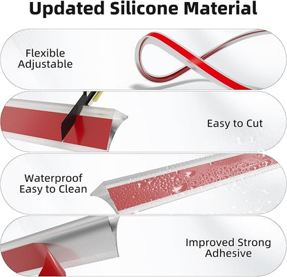 67 Inch Selfadhesive Shower Threshold Water Dam Barrier Silicone Waterproof Shower Dam Water Stopper Bathroom and Kitchen Water Seal Strip Guard for Dry and Wet Separation(Transparent)