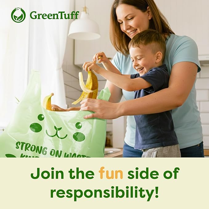 13 Gallon Compostable Trash Bags (30 Count) — Leakproof Plant-based Thick (1.1 Mil) Tall Kitchen Garbage Bags — ASTM D6400 BPI Certified — Heavy-Duty Large Food Scrap Liner Bag with Handle-Tie
