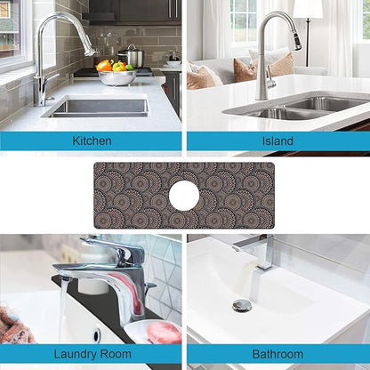 Kitchen Sink Splash Guard Faucet Mat Super Absorbent Fast Drying Mat Sink Gadgets Splash Guard Behind Faucet Drip Catcher for Kitchen (Grey, 15x5.5in)