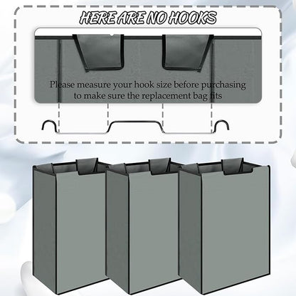 3 Pack Large Laundry Sorter Replacement Bags, Hamper Cart Removable Replacement, Laundry Storage Organizer-Replacement Bags, Gray, Square Shap(Dark Gray)
