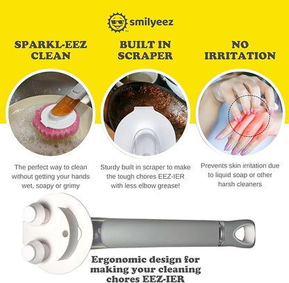 The Original Smiling Handle with Soap Dispensing for Scrub Daddy (Reg. TM) Sponge and Scrub Moji Sponge (White)