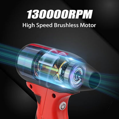 Cordless Jet Blower for Milwaukee 18V M18 Battery, 130000 RPM Handheld Dust Blower with 4 Speeds & Nozzles, Portable Air Blower for Patio, Leaf, Camping & Car Cleaning