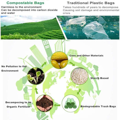 2 Gallon Compostable Trash Bags Small Biodegradable Garbage Bags 7.5 Liters Wastebasket Trash Liners for Bathroom Office Bedroom, Green 100 Counts