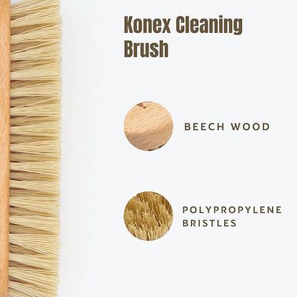 KONEX Nylon Fiber Economy Utility Cleaning Hand Brush | Heavy Duty Hand-Held Scrub Brush Stiff Bristles | Wooden Body, Ideal Scrub Brushes for Cleaning (Peanut Shaped) (Pack of 2)
