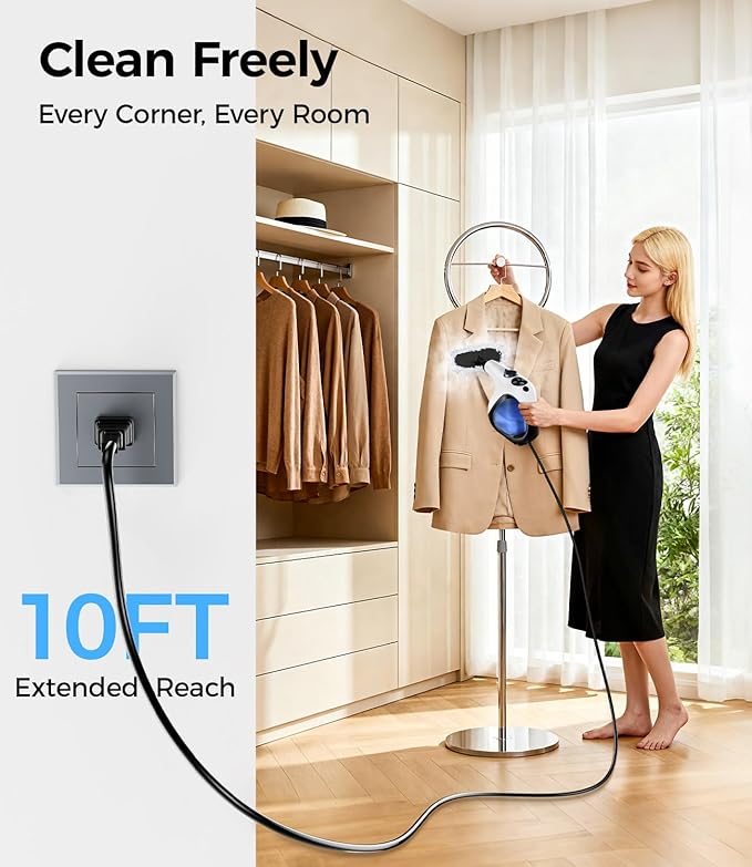 Handheld Steam Cleaner for Home 3s Instant Heat-Up No Need to Wait, Upgrade 2 LB Light Weight Easy Refill Portable Steamer Cleaner for Furniture Couch Grout Walls Kitchenware (White)