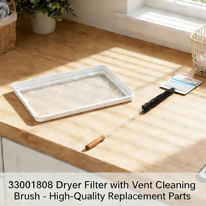 33001808 Dryer Filter Comes with Lint Vent Cleaning Brush, Replacement WP33001808, AP4042508, PS2035632, EAP2035632, AH2035632, EA2035632, PD00002571 for MDG5500AWW MDE9206AYW MDE7460AYQ Dryer