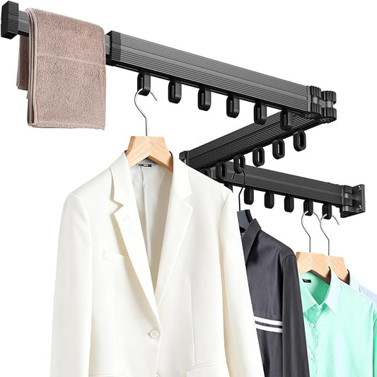 KAXIWEI Clothes Drying Rack, Wall Mounted Laundry Drying Rack, Upgrade 3-Fold Foldable Collapsible Retractable Clothing Drying Rack – Space Saving Laundry Drying Rack for Small Laundry Room & Home Use
