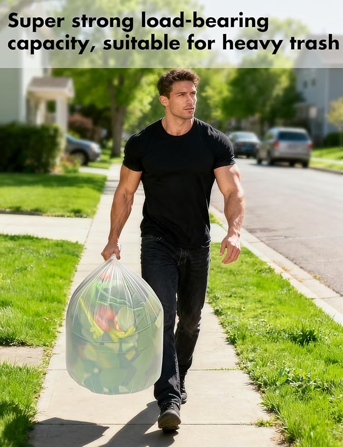 Trash bags 13 Gallon Biodegradable: Aievrgad Garbage bags for tall kitchen trash can liner, 50 count,Unscented, Heavy Duty, Thickened, for food/kitchen waste or Graden,white 50L