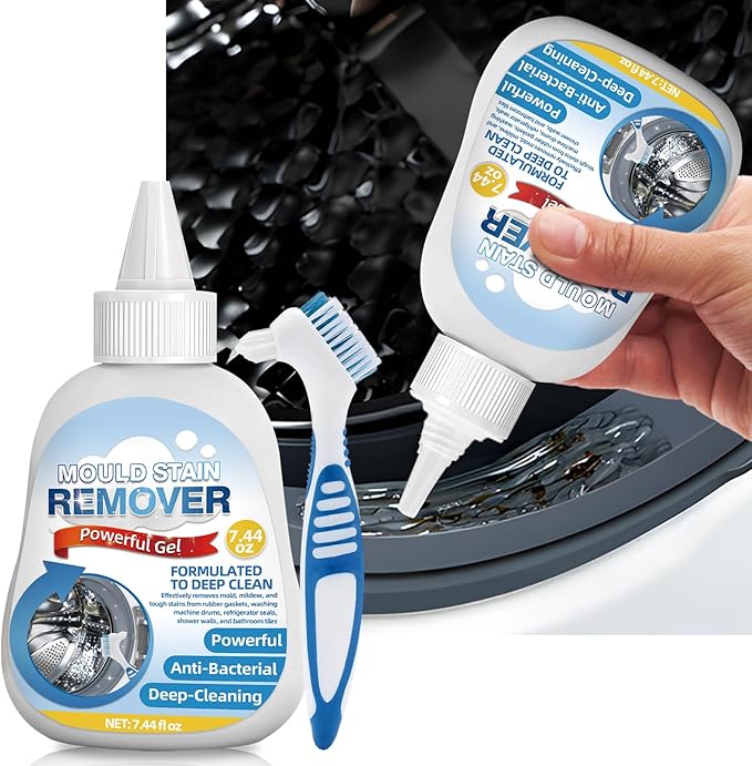 Mold Stain Remover Gel 7.44oz, Effective Washing Machine Cleaner, Household Cleaner for Bathroom Grout, Sink,Tile, Shower, Caulk