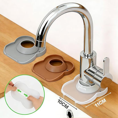 Silicone Faucet Mat for Kitchen Tap Compact Sink Splash Guard Protectors Behind Draining,Clear 2PCS