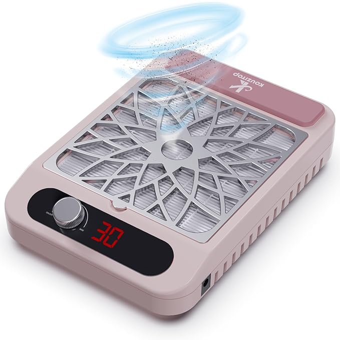 Nail Dust Collector for Nail Techs, Compact & Quiet Nail Vacuum dust Collector with Reusable Filter, Powerful Nail Fan Nail Tech Must Haves for Gel Polish, Pedicures, Salon & Home Use