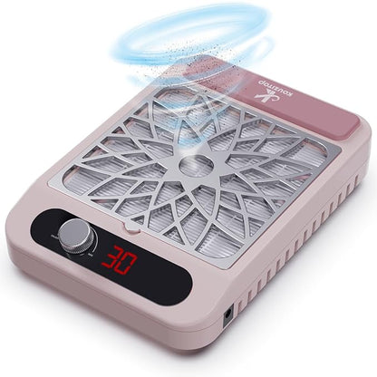 Nail Dust Collector for Nail Techs, Compact & Quiet Nail Vacuum dust Collector with Reusable Filter, Powerful Nail Fan Nail Tech Must Haves for Gel Polish, Pedicures, Salon & Home Use