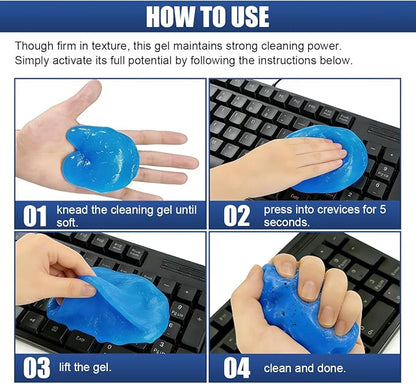 Craedli 2PCS Car Cleaning Gel, Universal Dust Cleaning Putty Gel Car Interior Cleaner Slime, Reusable Jelly Cleaner Auto Detailing Tool for Air Vents, Cup Holders & Keyboards, Clean Supplies (Blue)