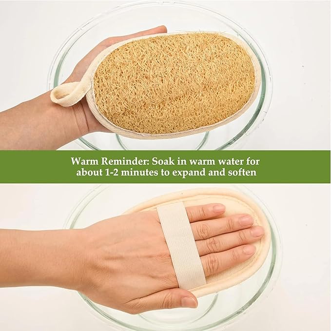 Natural Loofah Sponge – Premium Egyptian Shower Exfoliating Loofah, Lufas for Men and Women, 2‑Count