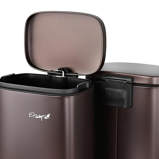 Elama Kitchen, Home and Office Versatile Step Trash/Recycling Bin with Slow Close Mechanism (3 Piece 7.9 Gallon + 2 x's 1.32 Gallons Bronze)