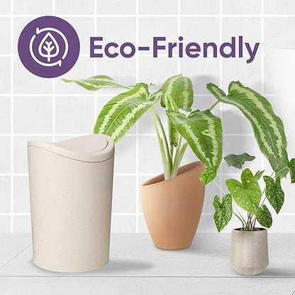 Superio Small Bathroom Trash Can with Lid, Modern Matte Black Mini Waste Bin with Swing Lid (1 1/2 Gallon, 6 Liter) Plastic Garbage Can for Kitchen, Bathroom, Bedroom, Office, Under Desk (1)