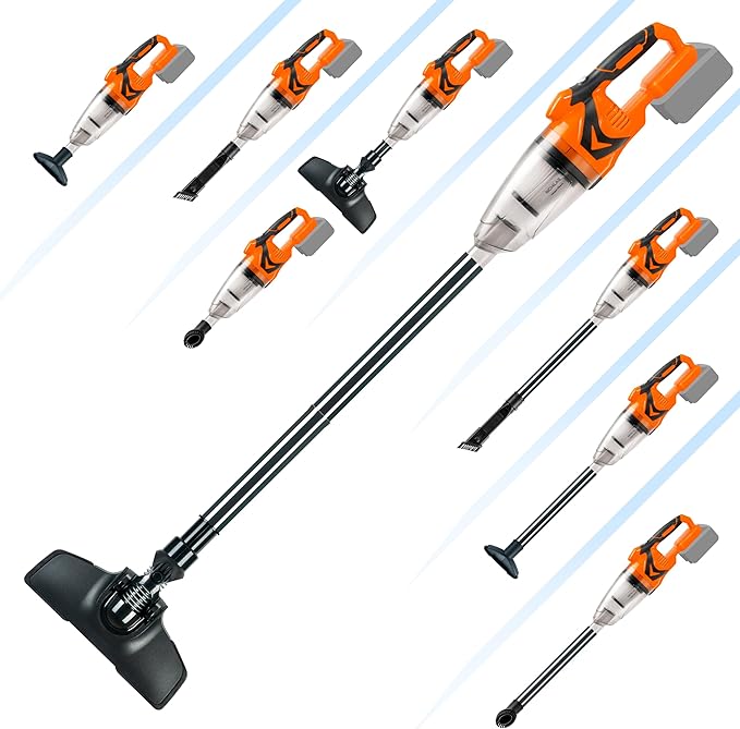 Nichilas Cordless Vacuum Cleaner Handheld Stick Vacuum Cleaner 10kPa Powerful Suction 4 Different Heads for Home Pets Floor Car, Compatible with DEWALT 20V MAX Batteries (NO Battery)