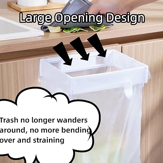 Foldable Trash Bag Holder, 2026 New Wall Mounted Foldable Kitchen Trash Can Cabinet, Garbage Bag Hanger Racks with Fixing Snap, Space Saving No Drill Collapsible Hanger for Kitchen Cabinet, Toilets