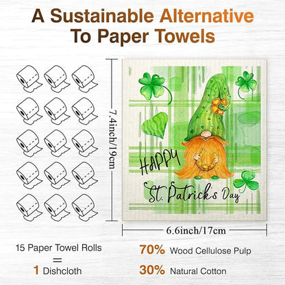 Swedish Dishcloths for Kitchen | 6 Pack Floral Reusable Paper Towels Washable | Swedish Dish Towels | Non-Scratch Cellulose Sponge Cloths | No Odor, Biodegradable Cleaning Cloths, Saint Phat 1