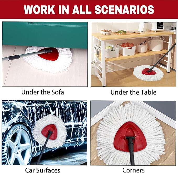 10 Pack Spin Mop Replacement Heads, Mop Replace Head Easywring 1-Tank System, Mop Head Replacement for Hardwood Floor Cleaning, Machine Washable and Easy to Replace