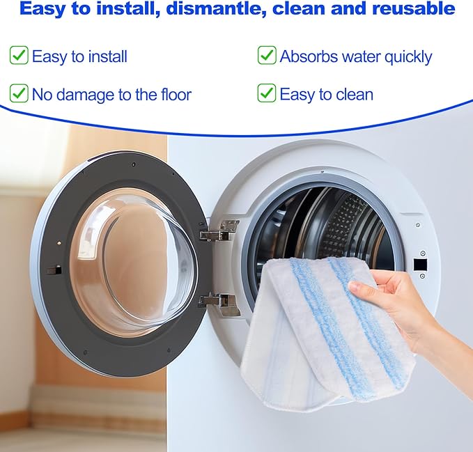 [5-Pack] Mop Replacement Pads for Ocedar H2pro Flat Mop System，Washable & Reusable Mop Pads ,Easy Installation, Machine Washable, Suitable for Various Types of Floors