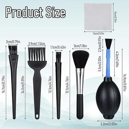 7 Pcs Dust Blower Air Blower Duster Cleaner with Cleaning Brush and Cleaning Cloth Hand Rubber Bulb Air Pump for Camera Lens Microscopes Guitars Filters Keyboards Succulents