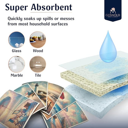 Large 6-Pack Swedish Dishcloths – Reusable, Compostable Sponge Cloths | Eco-Friendly, Absorbent Cellulose Towels | Non-Scratch, Washable Paper Towel Alternative with Coastal Pattern (Impressionism)