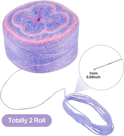 2 Roll Mohair Wool Yarn Soft for Crocheting Knitting Hand Washable Long Wool Yarn DIY Scarf Crochet Thread for Clothes Hats Sweater Scarf Craft Projects (Plum)