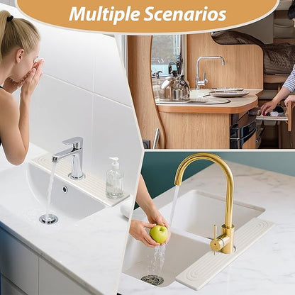 Kitchen Sink Faucet Mat, Diatomaceous Earth Quick Dry Sink Splashback Drying Mat, Kitchen Faucet Super Absorbent Mat, Quick-Drying Water Absorbing Stone Tray (Marble, 15.7" x 3.9")