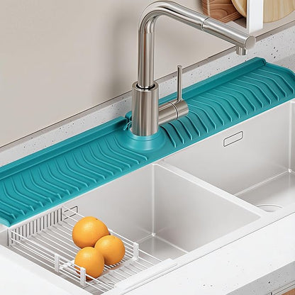 Kitchen Sink Faucet Mat,30in New Foldable Faucet Mat for Kitchen Sink, Adjustable Waterproof Splash Guard Draining Mat,Keep Countertops Dry (Green,29.9" x 5.7)