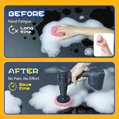 FORHOGAR 7 Pack Drill Brush Kit with Adapter Compatible with Scrub Daddy/Mommy Sponges and Extended Long Attachment, Accessorise Set for Grout, Floor, Tub, Shower, Tile, Bathroom and Kitchen