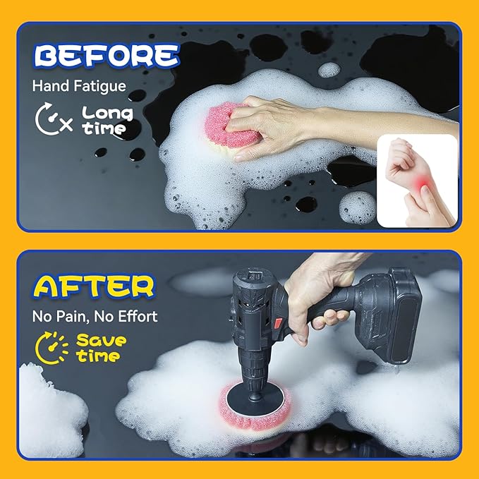 FORHOGAR Drill Attachment Compatible with Scrub Daddy/Mommy Sponges, Drill Brush Accessorise for Grout, Floor, Tub, Shower, Tile, Bathroom and Kitchen Surface