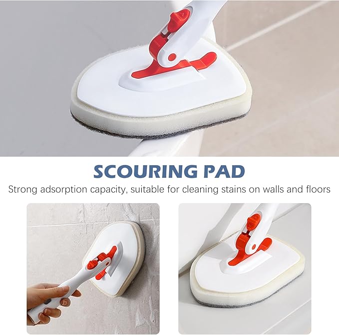 SetSail Scouring Pads Microfiber Cloth Refill 4 Pack, for SetSail Tile and Bathtub Scrubber Brush Heavy Duty Scrubbing Sponge Scratch Free Reusable for Cleaning Bathroom Kitchen Walls Tub Tiles Sink