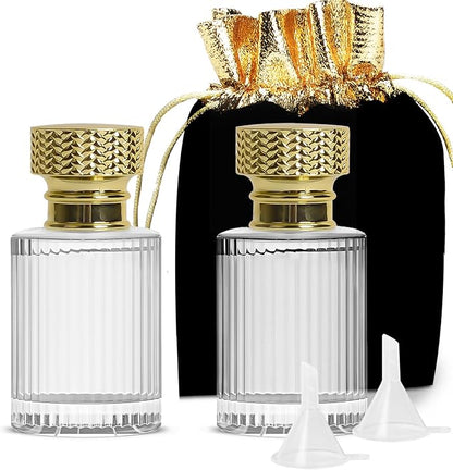 Perfume Bottle Atomizer 30ML Refillable Fine Mist Spray Bottles, Empty Glass Essential Oil Container for Travel, Handbag or Date, With Storage Bag & Funnels(Modern)