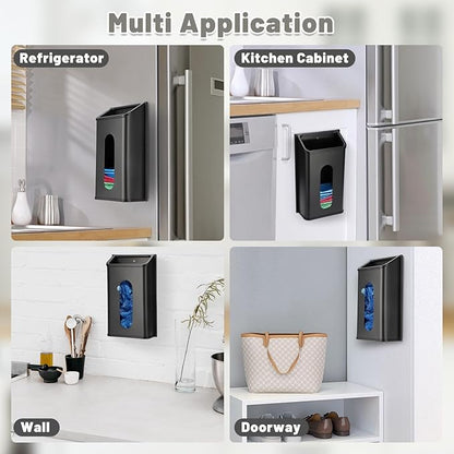 Sumnacon Grocery Bag Dispenser Wall Mount Stainless Steel Bag Dispenser for Plastic Bags Sturdy Grocery Bag Holder with Screws Adhesives Plastic Bag Holder for Kitchen Pantry Cabinet (Black)