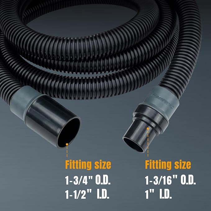 POWERTEC 70175 10 Ft. Dust Collection Hose Kit with 5 Fittings for Woodworking Power Tools Home and Wet/Dry Shop Vacuums